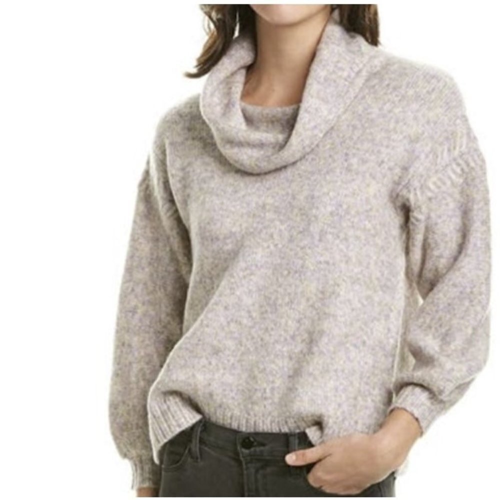 Max Edition Cowl Neck Balloon Sleeve Knit Sweater